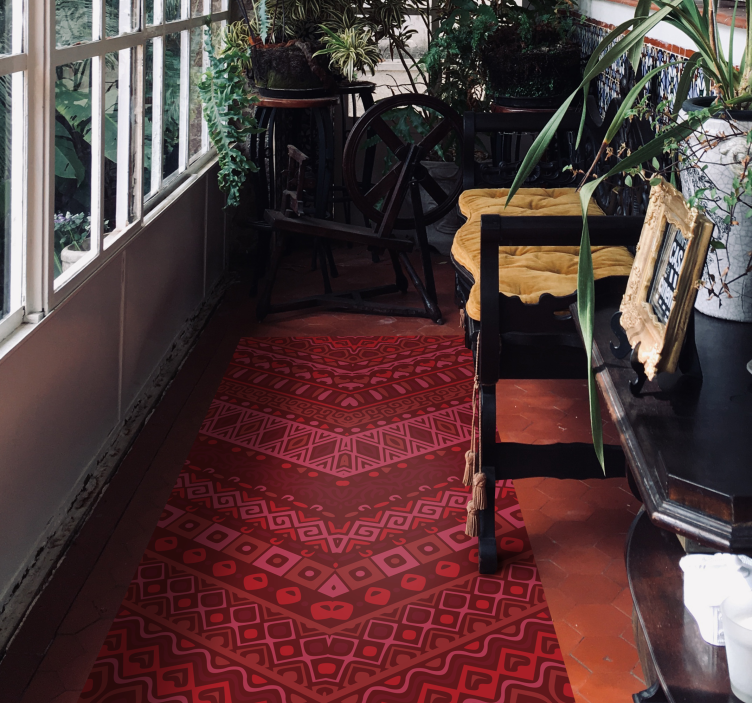 Dywan winylowy Czerwony etniczny wzór - TenStickers