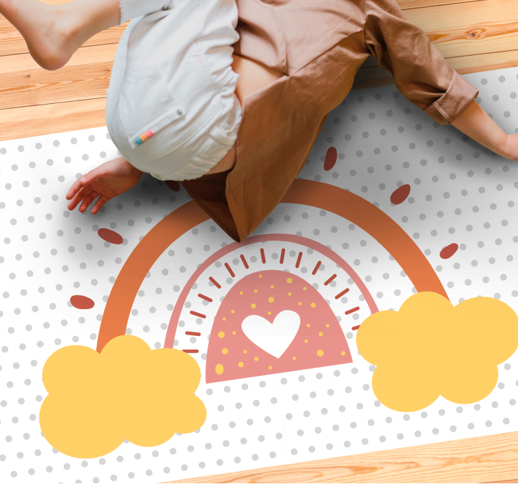 Dywan winylowy dziecięcy tęczowy krajobraz chmur - TenStickers