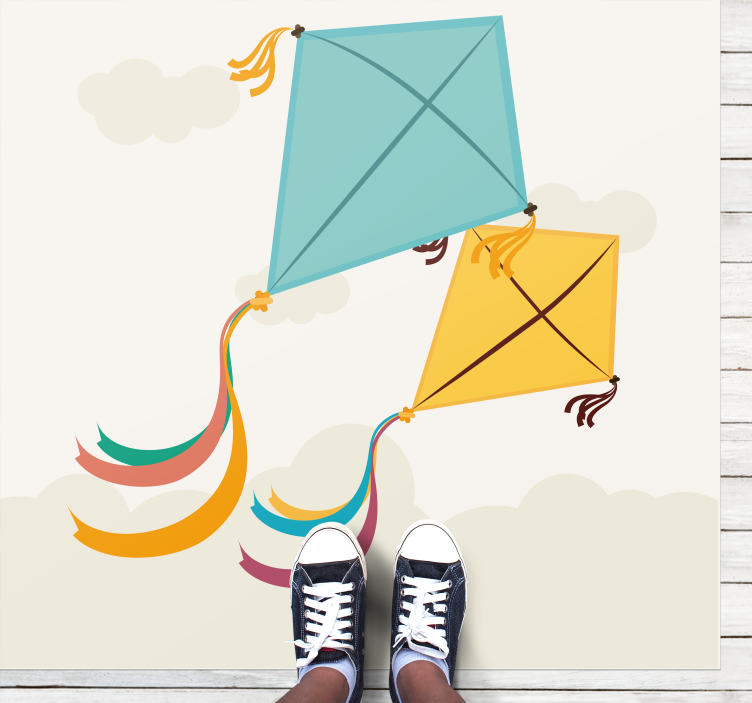 Dywan winylowy dla dziecka ilustracja latających latawców - TenStickers