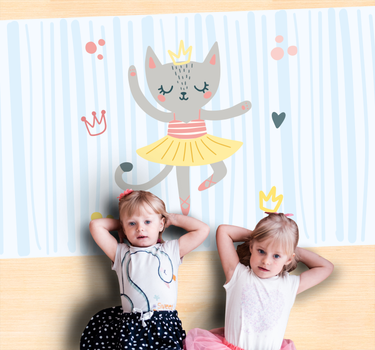 Dywan winylowy dla dziecka ilustracja tańczącego kota - TenStickers