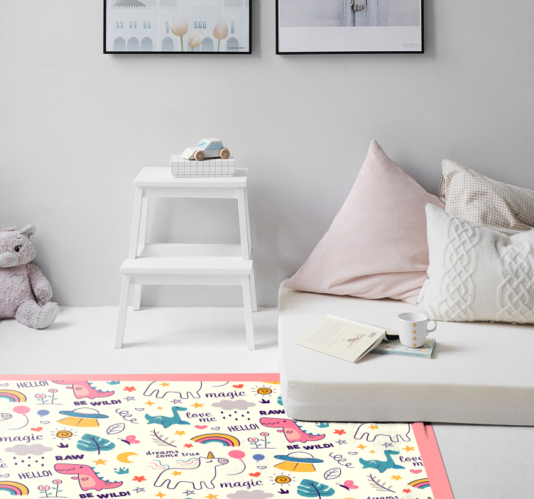Dywan winylowy dla dziecka kolorowy motyw dinozaura - TenStickers