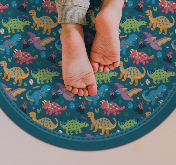 Dywan winylowy dla dziecka okrągły wzór dinozaura - TenStickers