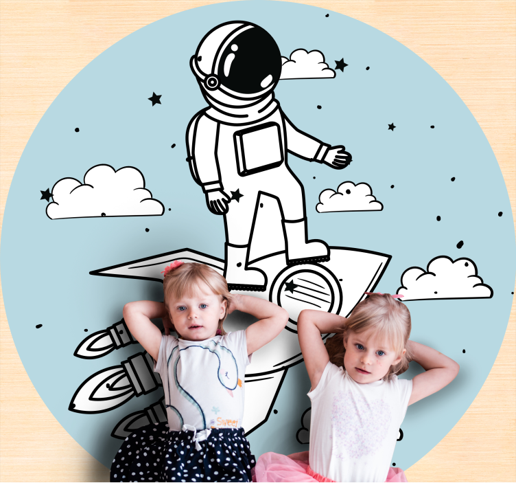 Dywan winylowy dla dziecka przygoda z rakietą astronauty - TenStickers