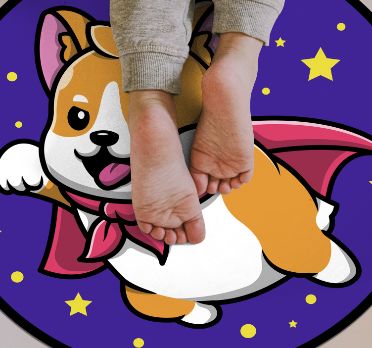 Dywan winylowy dla dziecka superbohater corgi - TenStickers