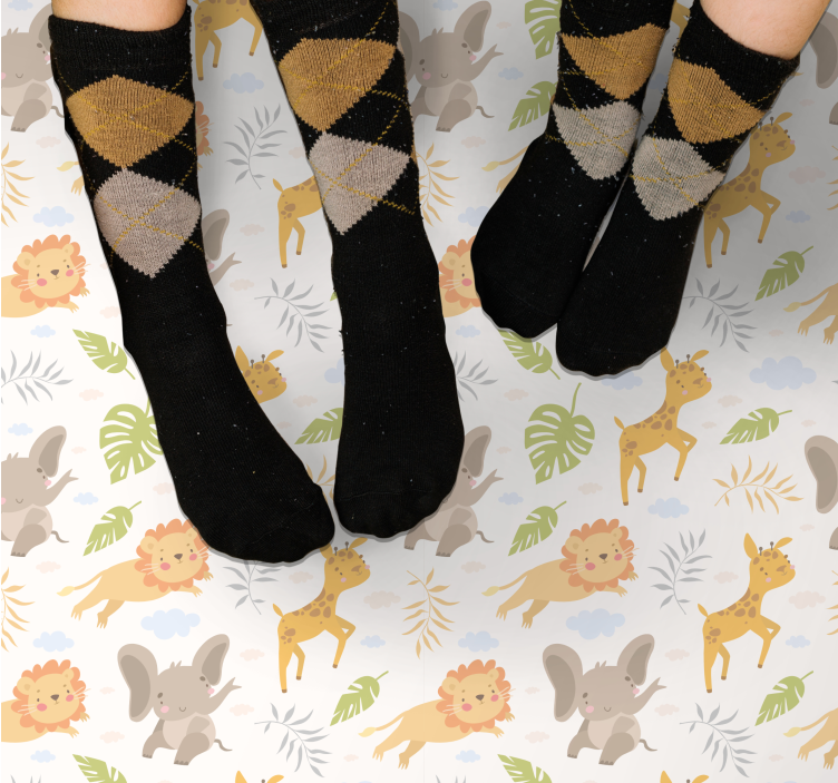 Dywan winylowy dla dziecka urocze stworzenia safari - TenStickers