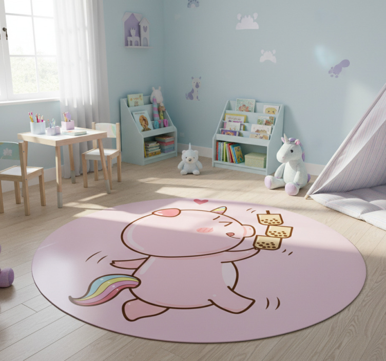 Dywan winylowy dla dziecka z jednorożcem i świnką - TenStickers
