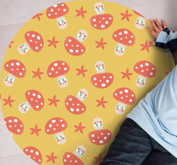 Okrągły dywan winylowy zabawa z grzybami - TenStickers