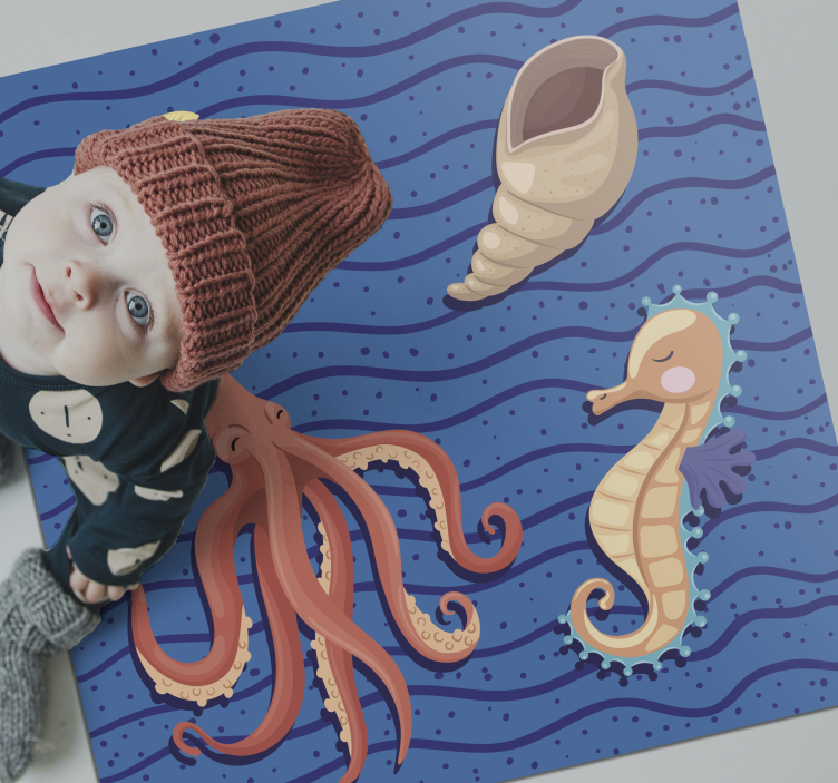 Dywan winylowy dla dziecka zabawa ze zwierzętami morskimi - TenStickers