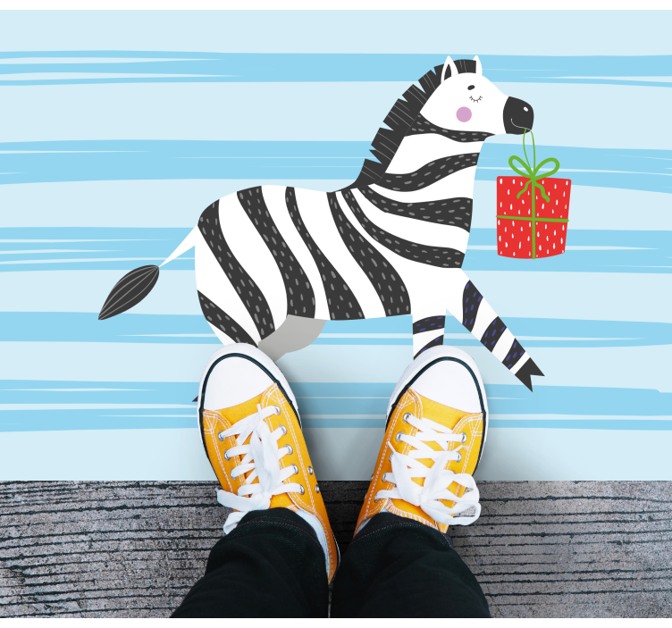 Dywan winylowy zwierzęta zebra z prezentem - TenStickers