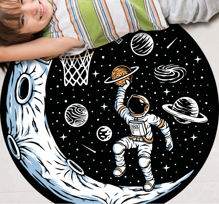 Dywan winylowy do sypialni Astronauta gra w koszykówkę - TenStickers