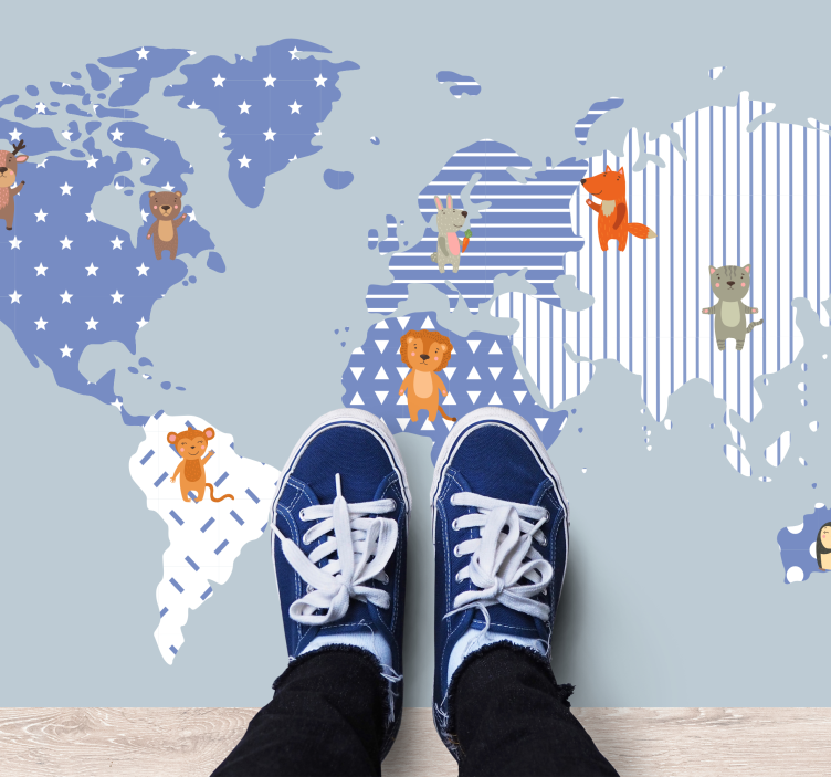 Dziecięcy dywan winylowy przygoda na mapie świata - TenStickers