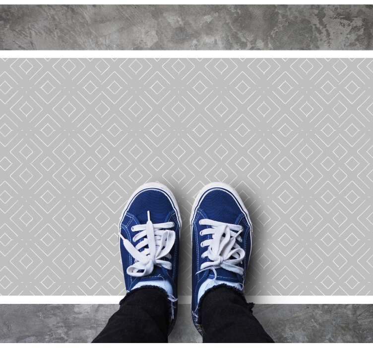 Dywan winylowy do gabinetu Jasnoszary z białymi liniami - TenStickers