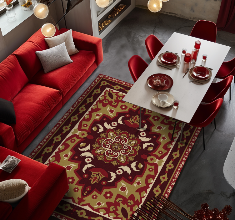 Dywan winylowy do jadalni kwiatowy wzór w stylu vintage - TenStickers