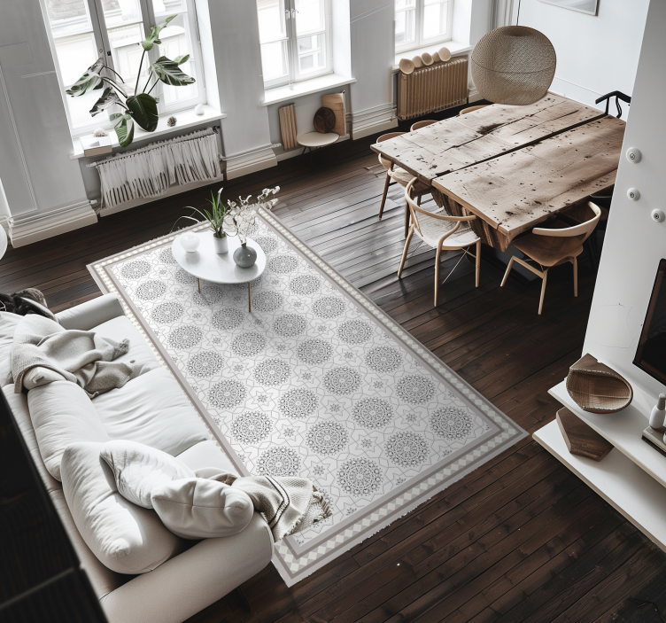 Dywan winylowy do jadalni marokańska jasnoszara konstrukcja - TenStickers
