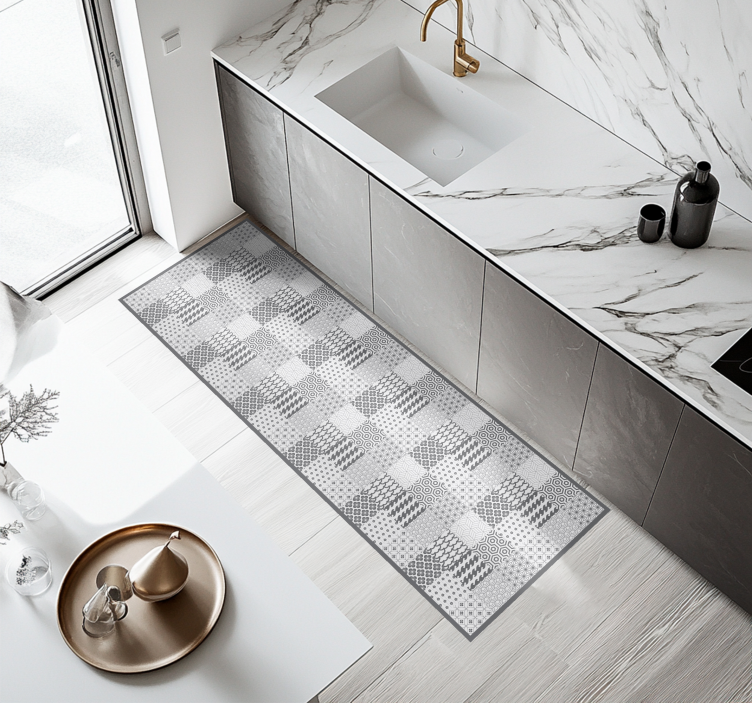 Dywan winylowy do kuchni efekt geometrycznych płytek - TenStickers