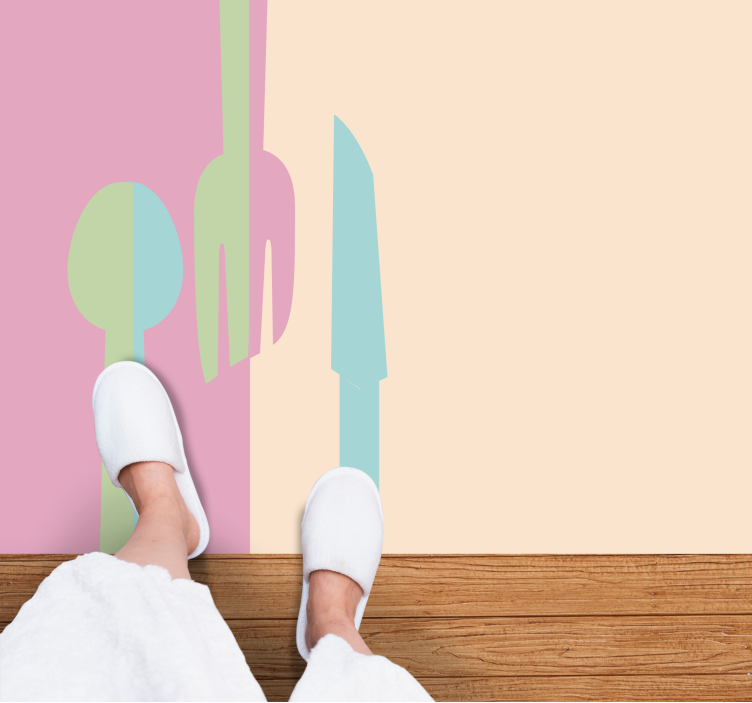 Dywan winylowy do kuchni w stylowe sylwetki przyborów - TenStickers