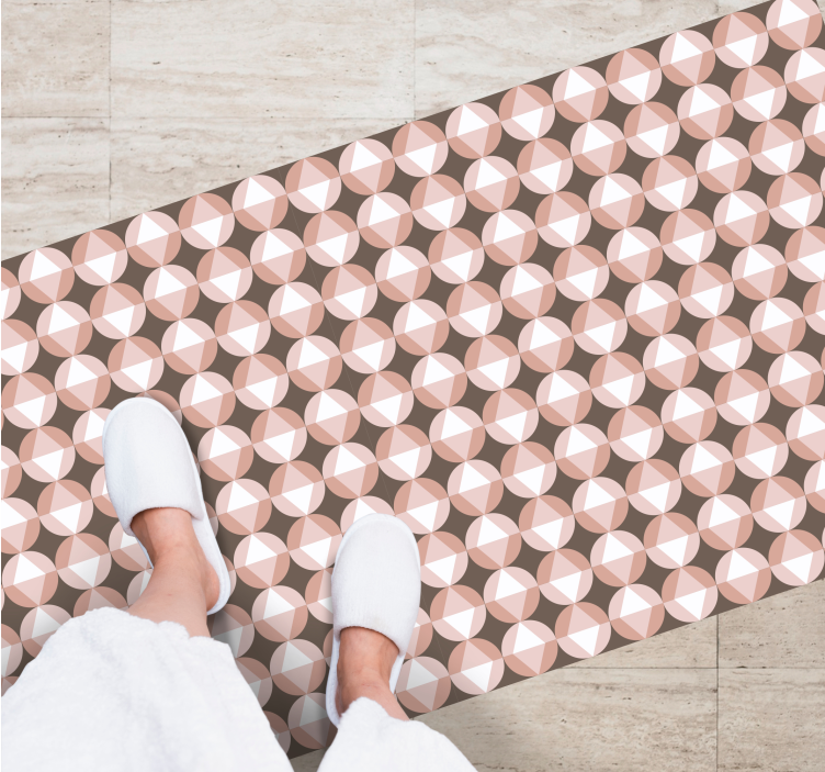 Dywan winylowy do łazienki różowy motyw geometryczny - TenStickers