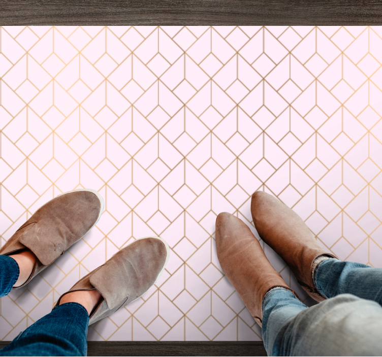 Mata winylowa Różowa ze złotymi liniami - TenStickers