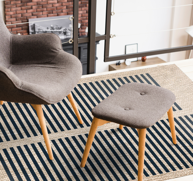 Dywan winylowy do salonu beżowy wzór w paski - TenStickers