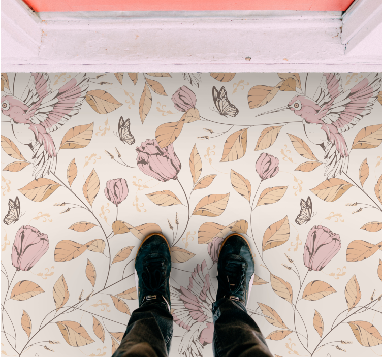 Dywan winylowy do przedpokoju pastelowa kwiatowa elegancja - TenStickers