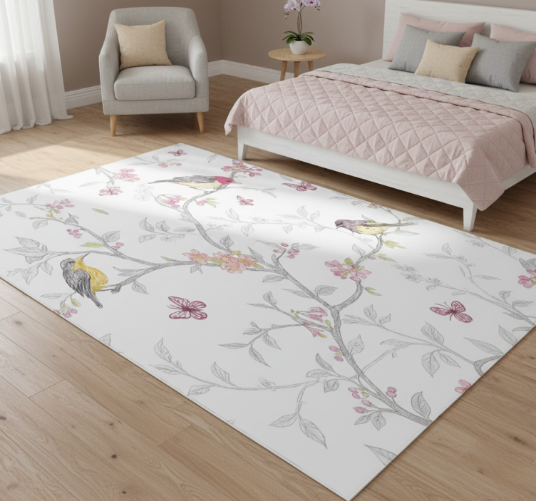 Dywan winylowy do salonu ptaki na gałęziach - TenStickers