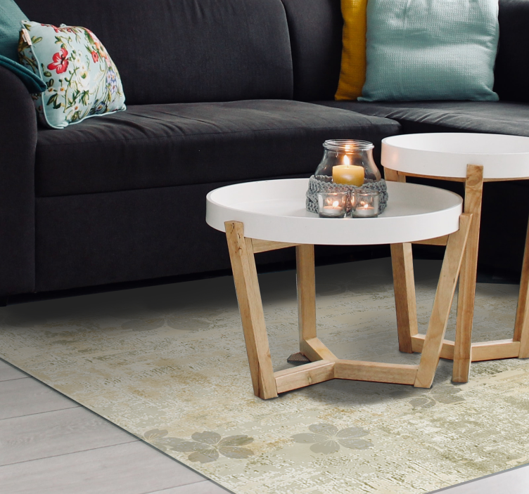 Dywan winylowy do salonu subtelna kwiatowa elegancja - TenStickers