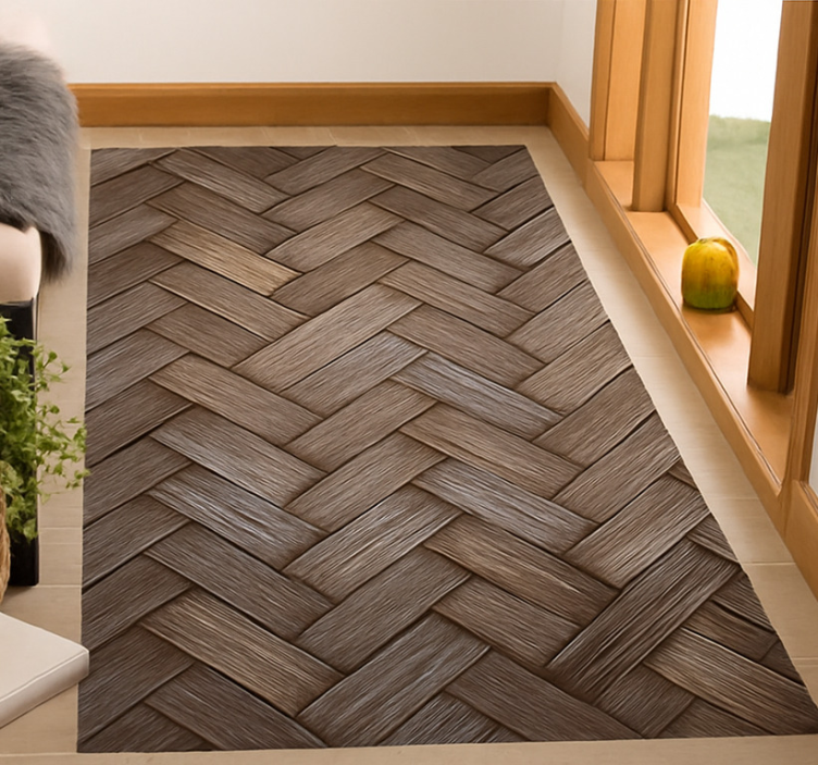 Dywan winylowy do salonu w wyglądzie plecionego drewna - TenStickers