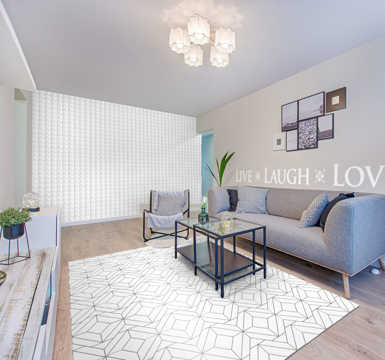 Skandynawski dywan winylowy Biały japoński wzór geometryczny - TenStickers