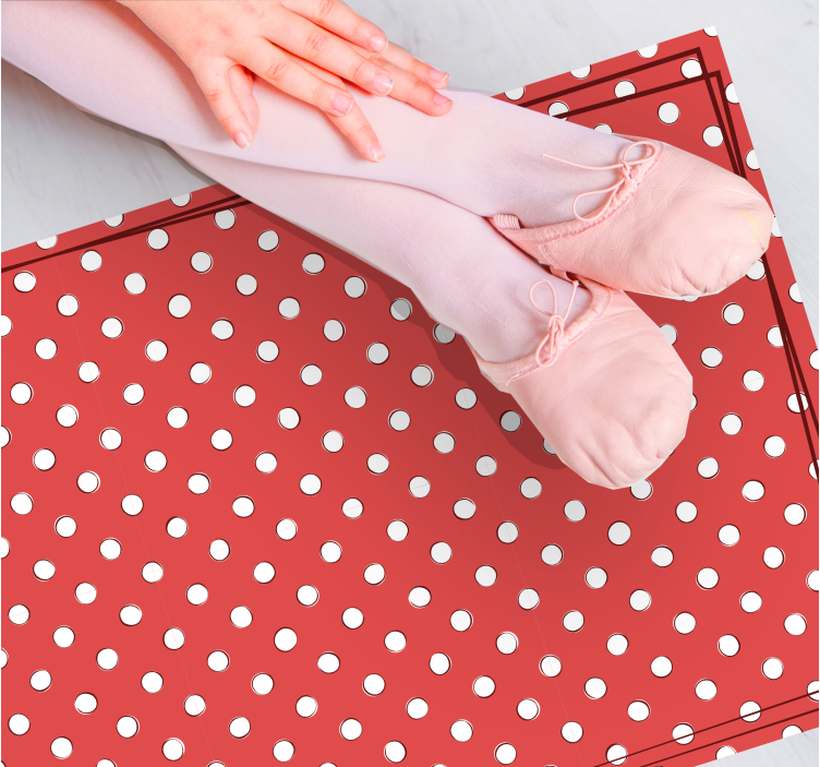 Dywan winylowy drewno czerwone kropki - TenStickers