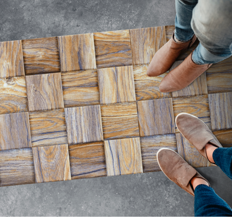 Dywan winylowy drewno styl blokowy - TenStickers