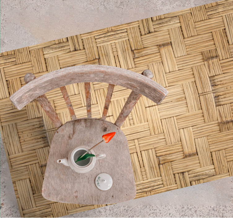 Dywan winylowy do salonu styl splotu bambusowego - TenStickers