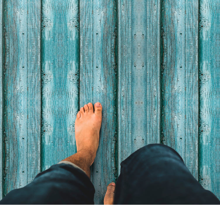 Dywan winylowy drewno zniszczony niebieski motyw - TenStickers