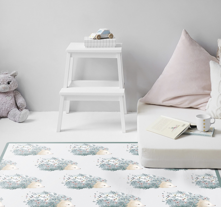 Dywan winylowy dziecięcy kwiatowe wzory jeża - TenStickers