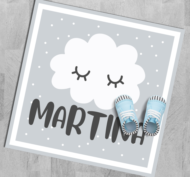 Dywan winylowy dziecięcy szara chmura z imieniem - TenStickers