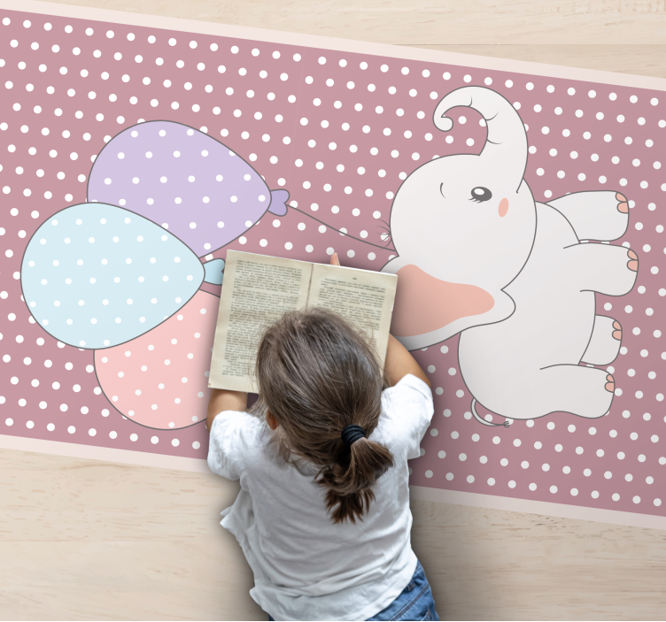 Dywan winylowy dla dzieci zabawa w balona ze słoniem - TenStickers