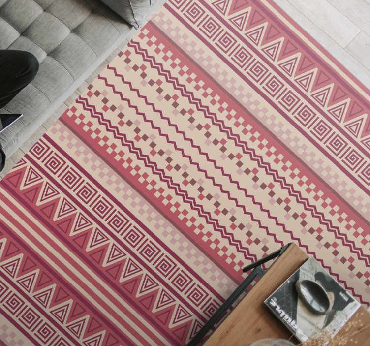 Dywan winylowy etniczny różowy kilim w paski - TenStickers