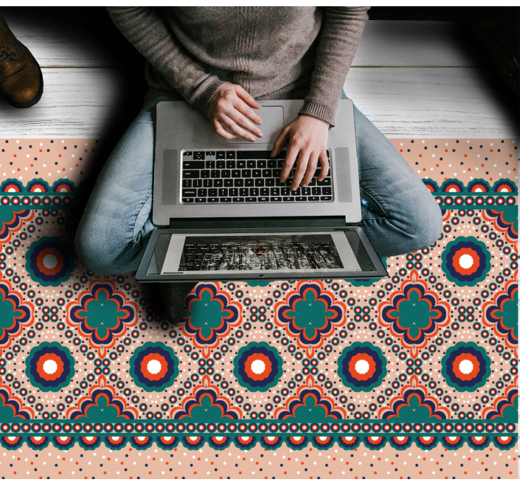 Dywan winylowy etniczny wyrazisty motyw kwiatowy - TenStickers