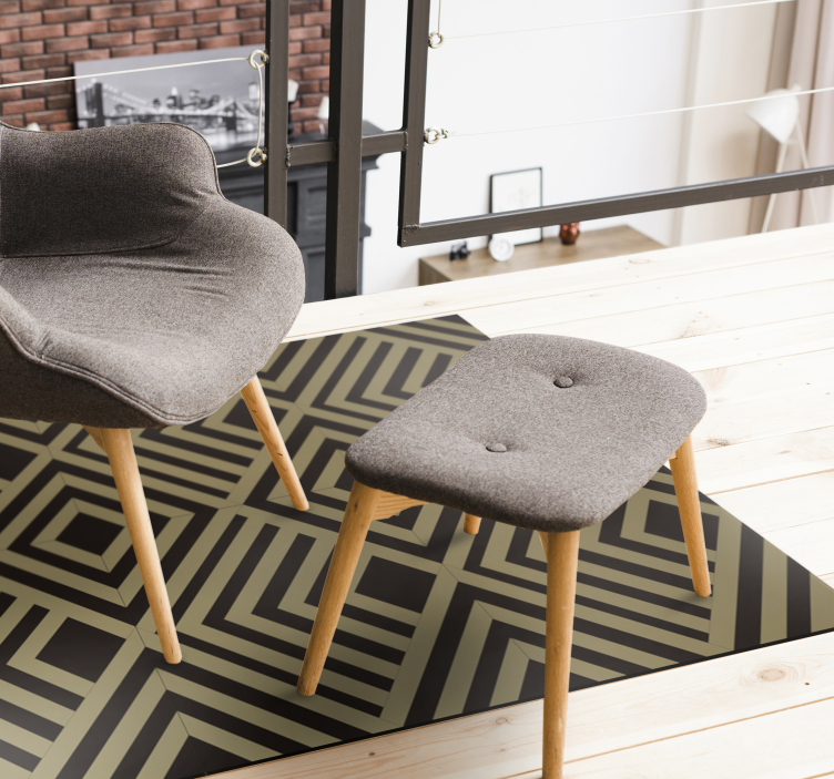 Geometryczny dywan winylowy z czarnymi rombami - TenStickers