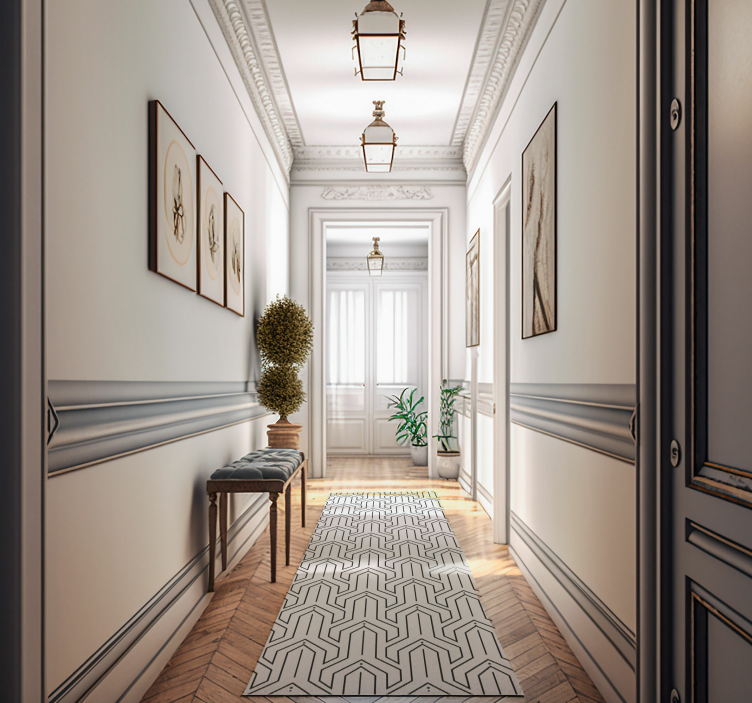 Dywan winylowy geometryczny biały wzór - TenStickers