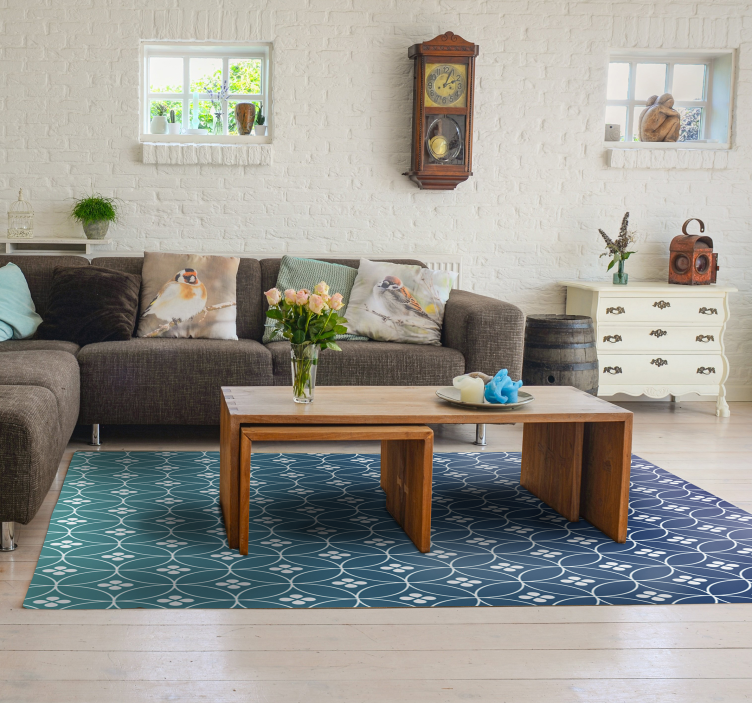 Oszałamiający niebieski geometryczny dywan winylowy - TenStickers