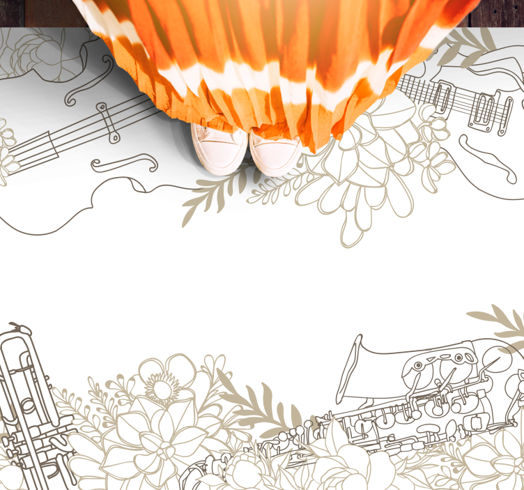 Dywan winylowy w kwiaty i rośliny muzyczne ułożenie kwiatów - TenStickers