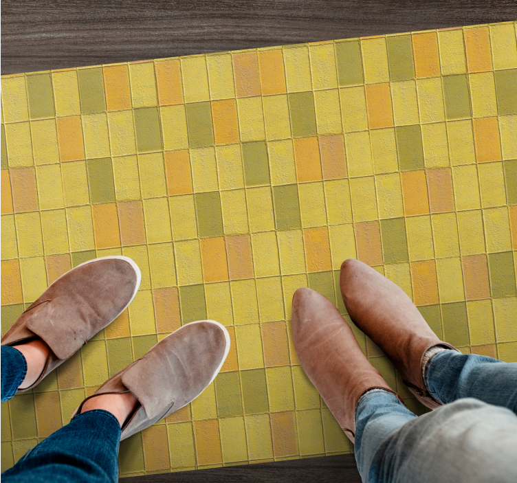 Dywan winylowy imitacja płytek żółta mozaika - TenStickers