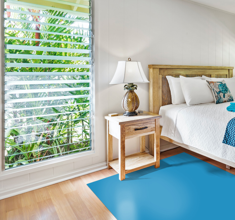 Niebieski dywan winylowy motyw jednokolorowy - TenStickers