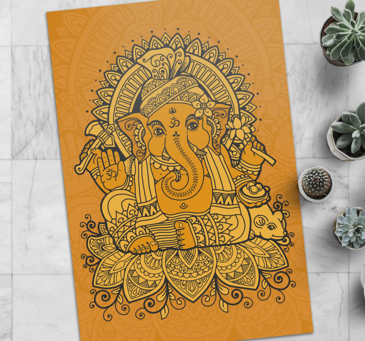 Dywan winylowy z mandalą Mandala z ganesha w centrum - TenStickers