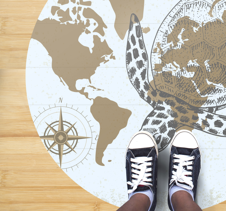 Dywan winylowy Mapa i żółw - TenStickers