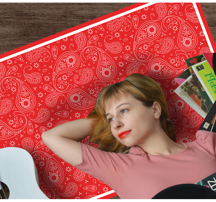 Dywan winylowy mapa świata czerwony wzór paisley - TenStickers