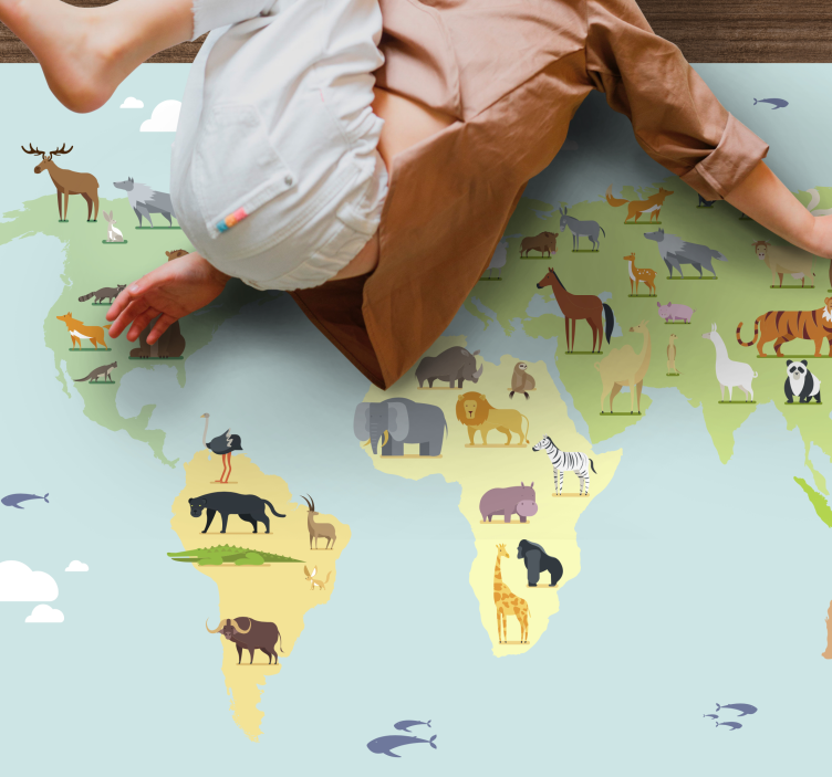 Dywan winylowy mapa świata dziecinny styl - TenStickers