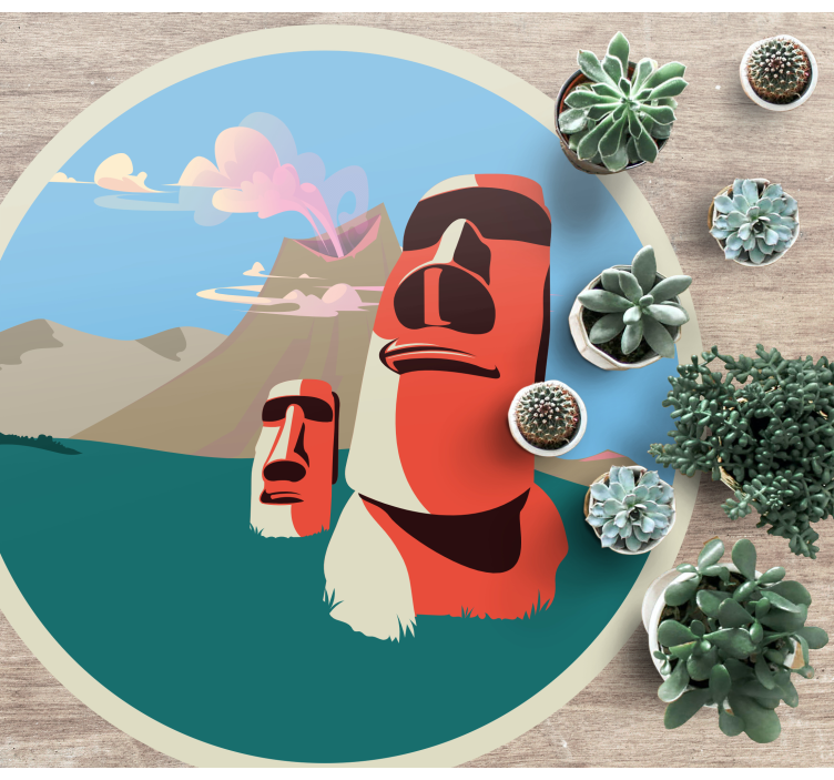 Dywan winylowy mapa świata ilustracja posągów moai - TenStickers