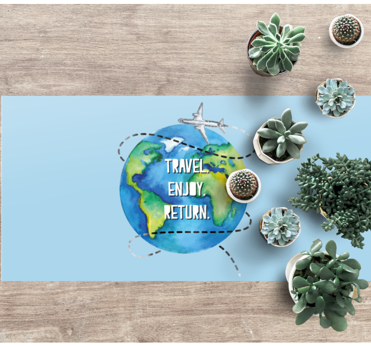 Dywan winylowy mapa świata travel enjoy return - TenStickers
