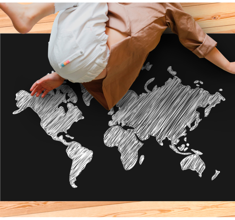 Dywan winylowy mapa świata projekt szarej tablicy - TenStickers